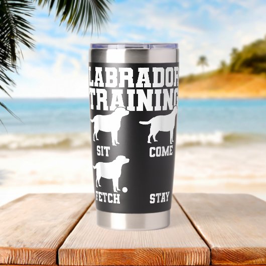 Labrador Dog Trainer 保温保冷タンブラー (ビーチ (回転後))
