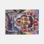 Labrador Dog Valentine's Day  フリースブランケット (正面(横))