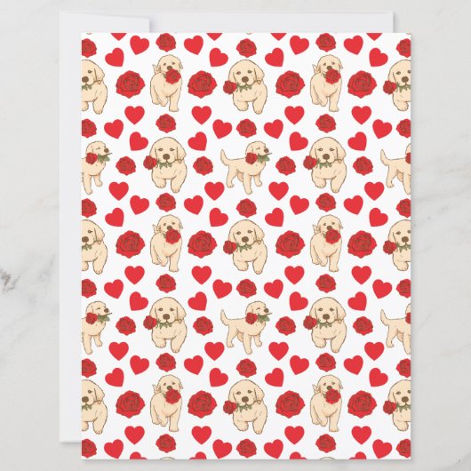 Labrador Dog Valentines Scrapbook Paper in White (裏面)