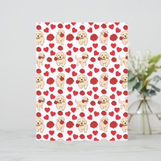 Labrador Dog Valentines Scrapbook Paper in White (スタンド正面)