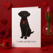  Labrador Dog With Love Heart Adore You カード