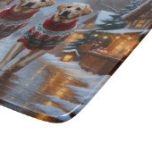 Labrador Dogs Christmas Snow Holiday カッティングボード (角)