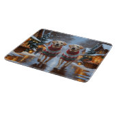 Labrador Dogs Christmas Snow Holiday カッティングボード (角)