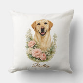 Labrador Floral Portrait クッション (正面)