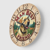  Labrador  Grandchildren's Gift for Grandparents ラージ壁時計 (傾斜)