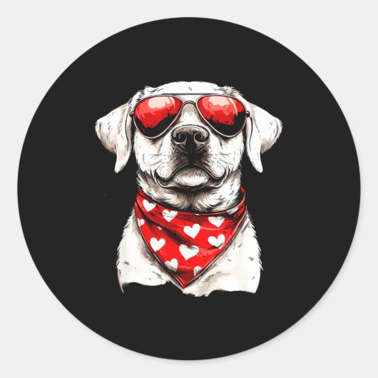 Labrador Heart Bandana Cool Lab Dog Lover Men Wome ラウンドシール (正面)