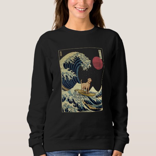 Labrador Japanese Kanagawa Wave Surf Dog スウェットシャツ (正面)
