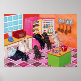 Labrador Kitchen Party Artwork ポスター