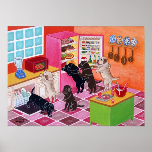 Labrador Kitchen Party Artwork ポスター (正面)