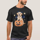 Labrador Pumpkin Witch Golden Labrador Halloween G Tシャツ (正面)