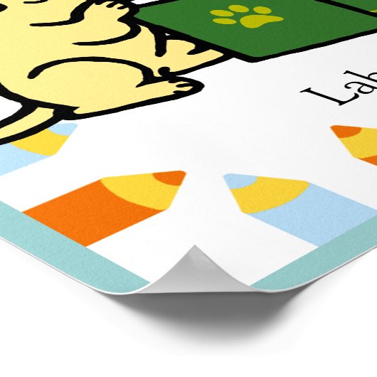 Labrador Puppies Reading Cartoon ポスター (角)