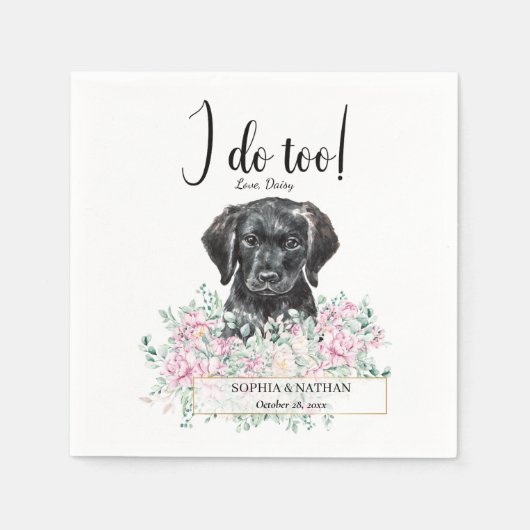 Labrador Puppy Dog Wedding Cocktail Napkins スタンダードカクテルナプキン (正面)