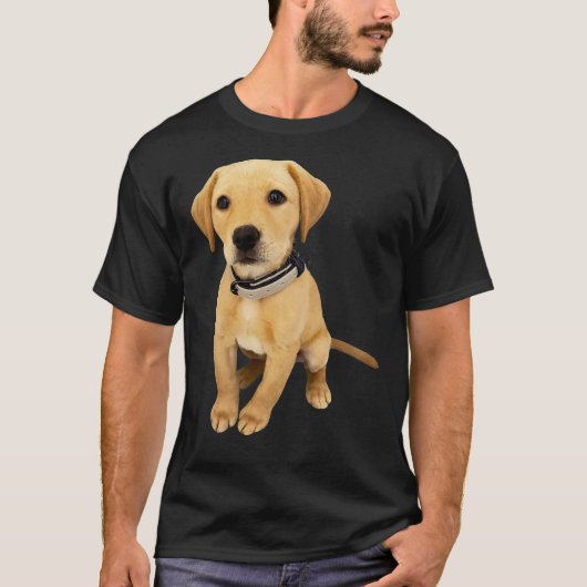 Labrador Puppy Pet Dog Golden Retriever Sitting Wi Tシャツ (正面)