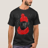 Labrador Red Winter Hat Christmas Scarf Dog Tシャツ (正面)