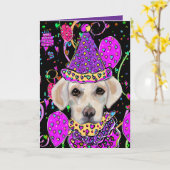 Labrador Retriever カード (黄色い花)