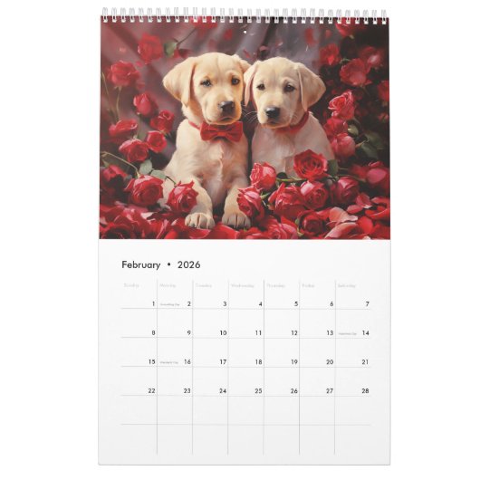 Labrador retriever 2026 wall calendar カレンダー (2月 2026)