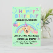 Labrador Retriever Birthday Invitation Green 招待状 (スタンド正面)