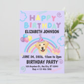 Labrador Retriever Birthday Invitation Purple 招待状 (スタンド正面)