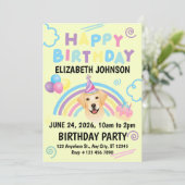 Labrador Retriever Birthday Invitation Yellow 招待状 (スタンド正面)