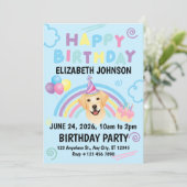 Labrador Retriever Birthday Party Invitation Blue 招待状 (スタンド正面)