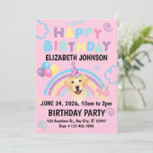 Labrador Retriever Birthday Party Invitation Pink 招待状 (スタンド正面)