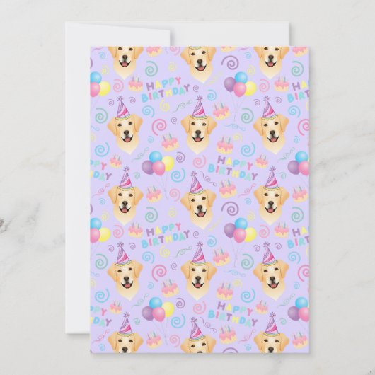 Labrador Retriever Birthday Party Invitation Purpl 招待状 (裏面)