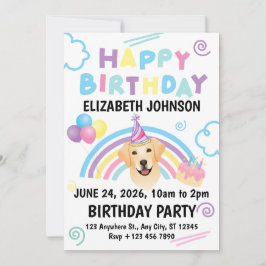 Labrador Retriever Birthday Party Invitation White 招待状