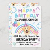 Labrador Retriever Birthday Party Invitation White 招待状 (正面/裏面)