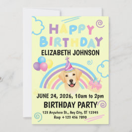 Labrador Retriever Birthday Party Invitation Yello 招待状