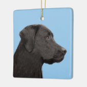 Labrador Retriever Black Painting Original Dog Art セラミックオーナメント (左)