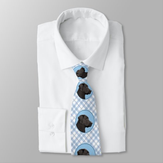 Labrador Retriever Black Painting Original Dog Art ネクタイ (タイ)