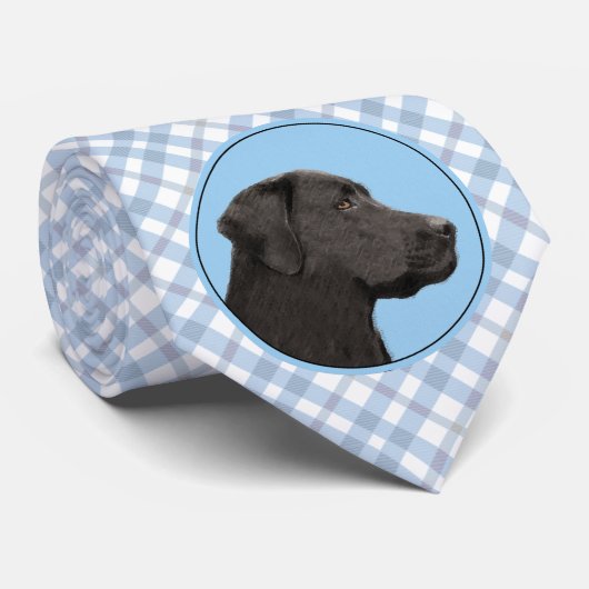 Labrador Retriever Black Painting Original Dog Art ネクタイ (ロール)