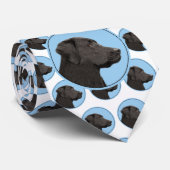 Labrador Retriever Black Painting Original Dog Art ネクタイ (ロール)