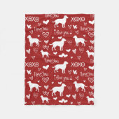 Labrador Retriever Blanket with Heart Doodles  フリースブランケット (正面)