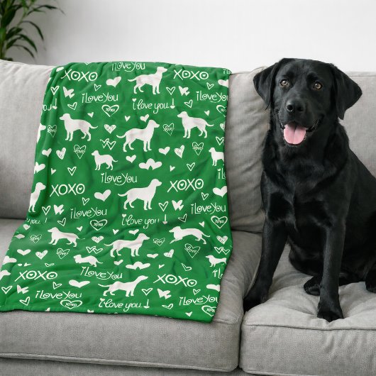 Labrador Retriever Blanket with Heart Doodles  フリースブランケット