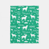 Labrador Retriever Blanket with Heart Doodles  フリースブランケット (正面)