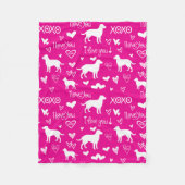 Labrador Retriever Blanket with Heart Doodles  フリースブランケット (正面)