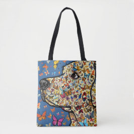Labrador Retriever Butterfly Dog Art | Yellow Lab トートバッグ
