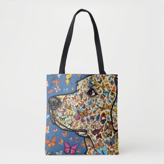 Labrador Retriever Butterfly Dog Art | Yellow Lab トートバッグ (正面)