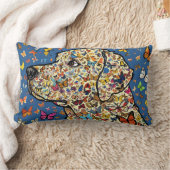 Labrador Retriever Butterfly Dog Art | Yellow Lab ランバークッション (ブランケット)