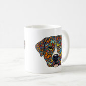 Labrador Retriever Butterfly Kaleidoscope Portrait コーヒーマグカップ (正面右)