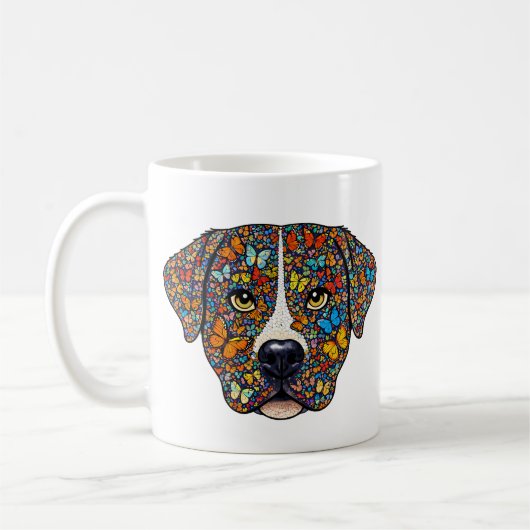 Labrador Retriever Butterfly Kaleidoscope Portrait コーヒーマグカップ (左)