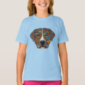 Labrador Retriever Butterfly Kaleidoscope Portrait Tシャツ (正面)