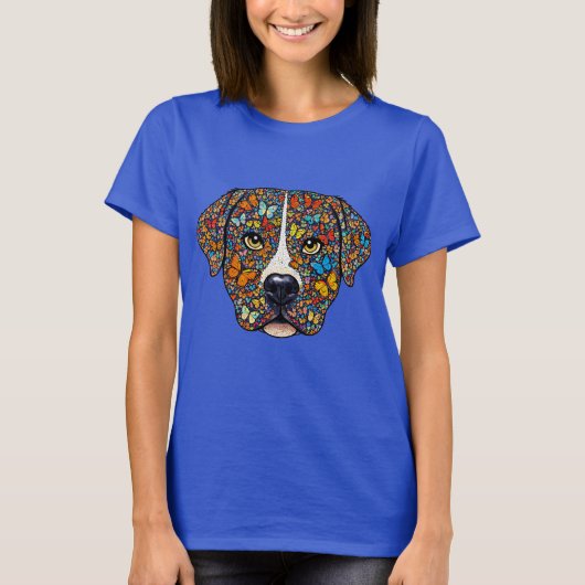 Labrador Retriever Butterfly Kaleidoscope Portrait Tシャツ (正面)