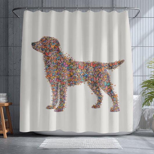 Labrador Retriever Butterfly Silhouette Dog Lover シャワーカーテン