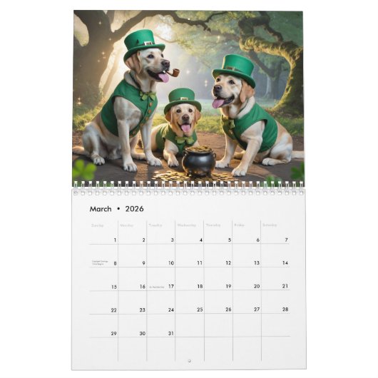 Labrador Retriever Calendar カレンダー (3月 2026)