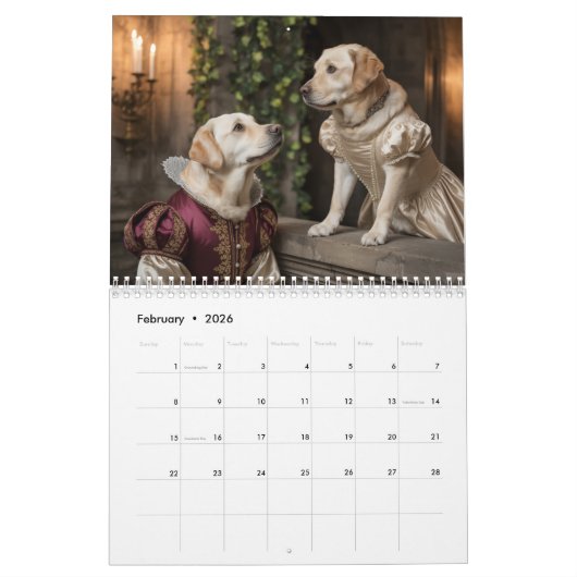 Labrador Retriever Calendar カレンダー (2月 2026)