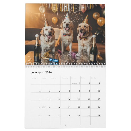 Labrador Retriever Calendar カレンダー (1月 2026)