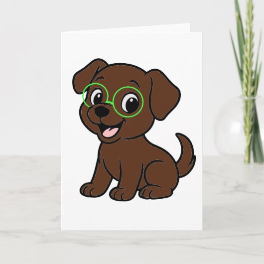 Labrador Retriever Chocolate Lab Cartoon カード (正面)