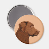Labrador Retriever (Chocolate) Painting - Dog Art マグネット (正面/裏面)